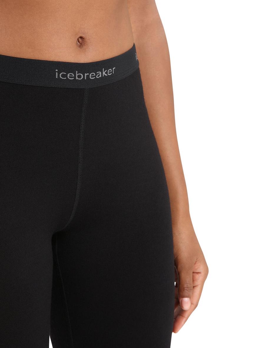 Women's Icebreaker Merino 260 Tech Thermal Leggings Base Layers Black | CA 1022ILHS